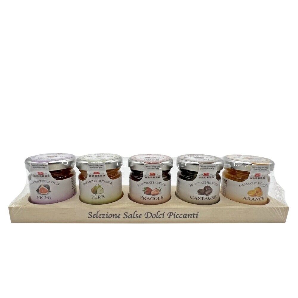 Brezzo Astuccio in legno 5 Salse Dolci e Piccanti gr 45