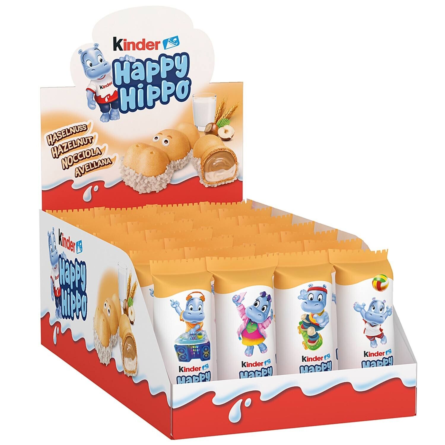 Confezione Happy Hippo Haselnuss nocciola 28 x 20,7 gr Kinder Ferrero ippopotamo