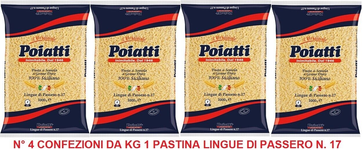 PASTA LINGUE DI PASSERO SEMOLA DI GRANO DURO SICILIANO 100% POIATTI N° 17  KG 4