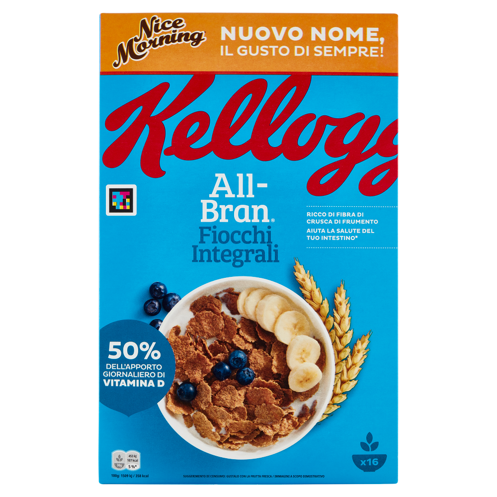 Kellogg's All-Bran Nice Morning Fiocchi di Frumento Integrale e Crusca 500g