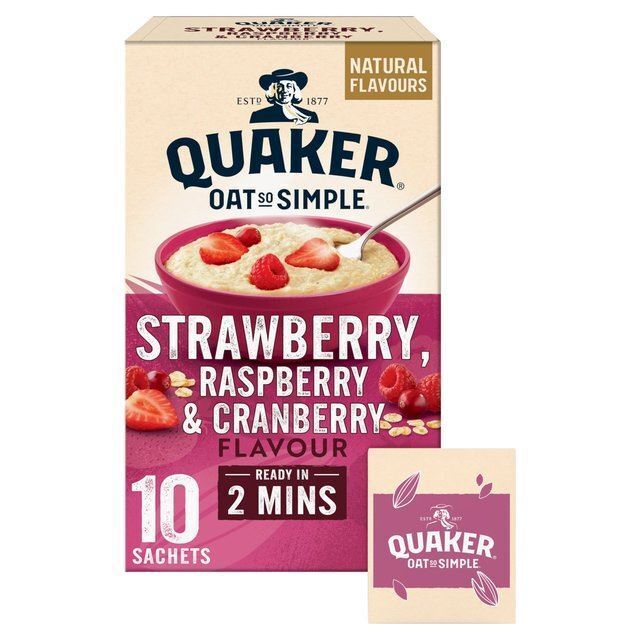 Quaker Avena Cosi Semplice 10 Bustine Fragola, Lampone E Mirtillo Rosso