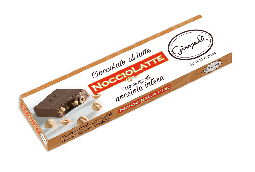 Giampaoli NoccioLatte Torrone di Cioccolato al Latte e Nocciole Intere 250g