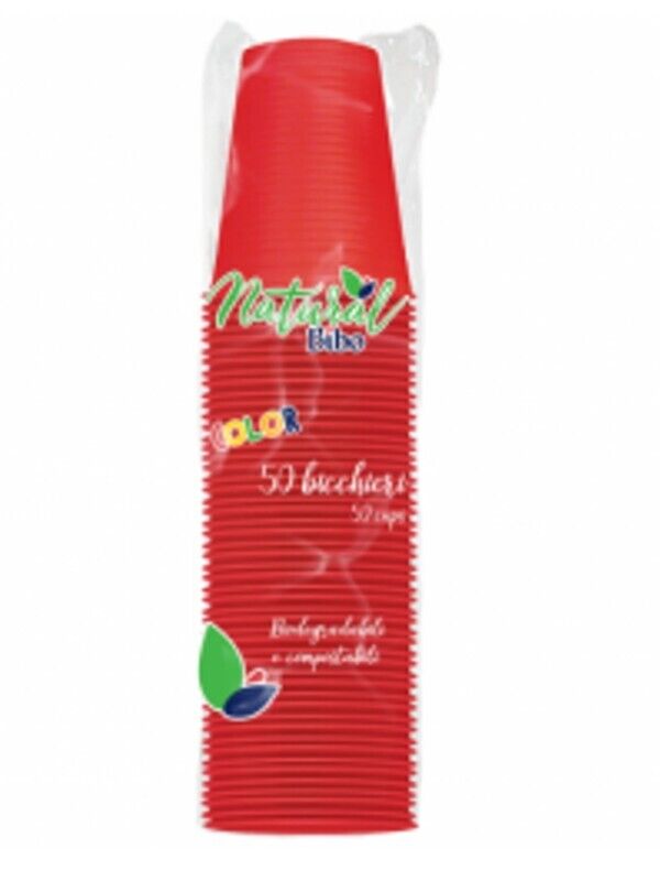 BICCHIERI BIODEGRADABILI ROSSI 50 PZ