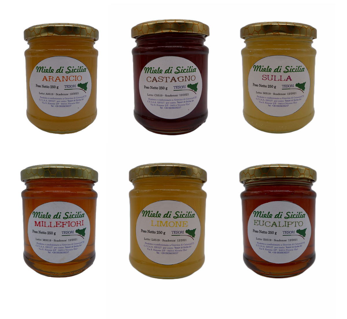 6 Mieli Di Sicilia 250g Gusti Assortiti non Pastorizzati
