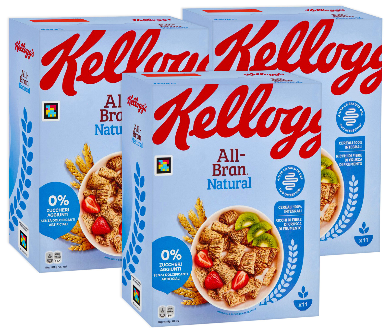 3X All Bran Natural Cereali 100% Integrali Senza Zuccheri Aggiunti 450g