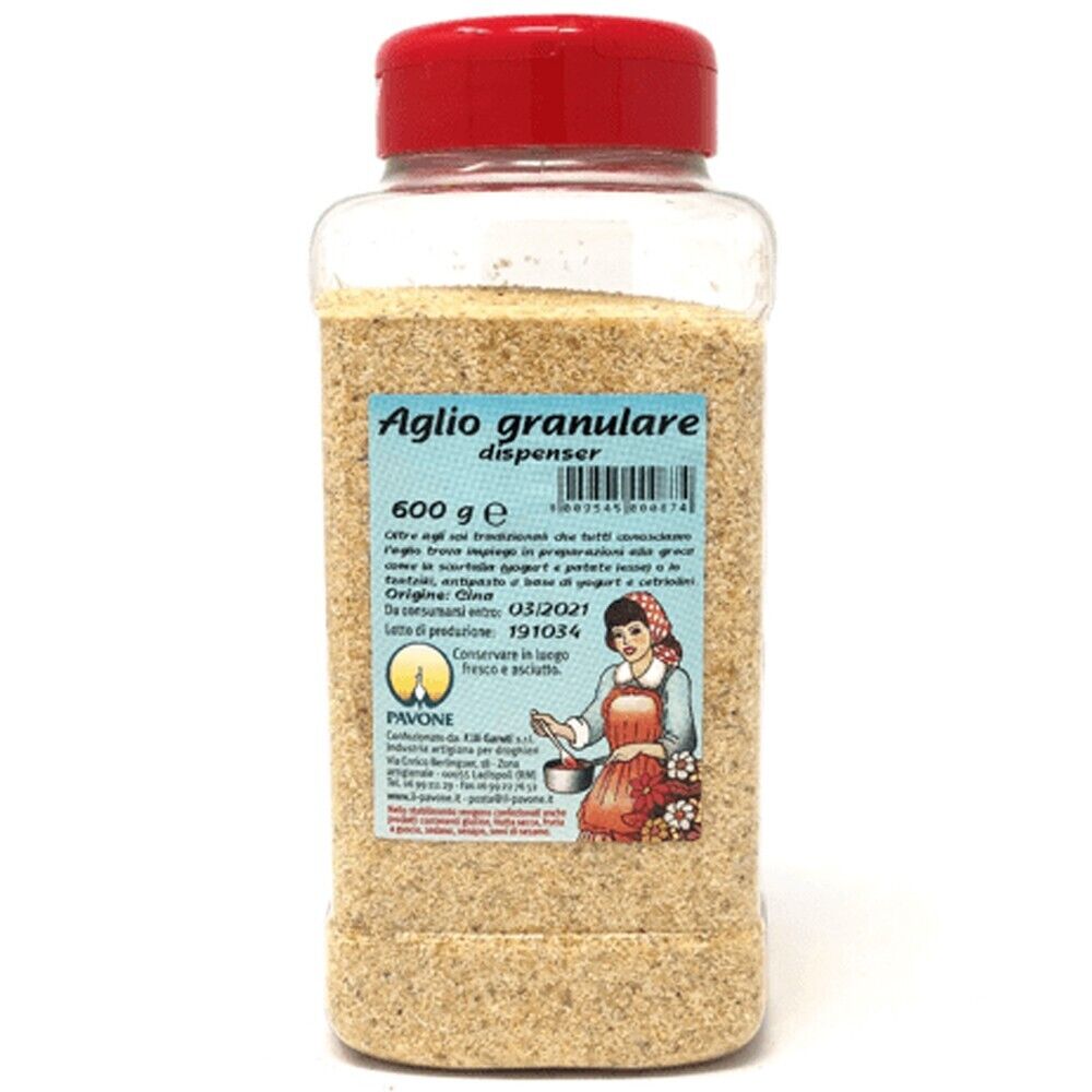 PAVONE AGLIO GRANULARE DISPENSER DA 600 GR.