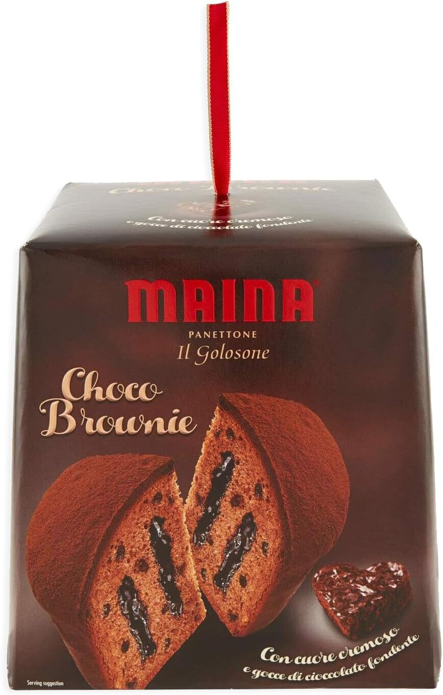 Maina Panettone Choco Brownie Il Golosone Cuore Cremoso Gocce Cioccolato 750g