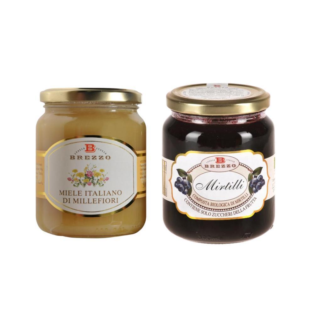 Brezzo Kit Degustazione Miele di Millefiori 500g e Composta di Frutta Bio Mir...