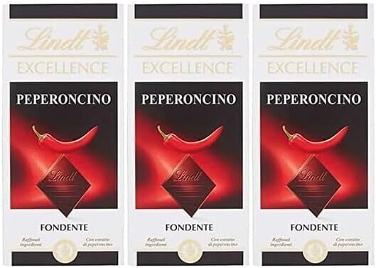 3X Lindt Excellence al Peperoncino Cioccolato Fondente 100g