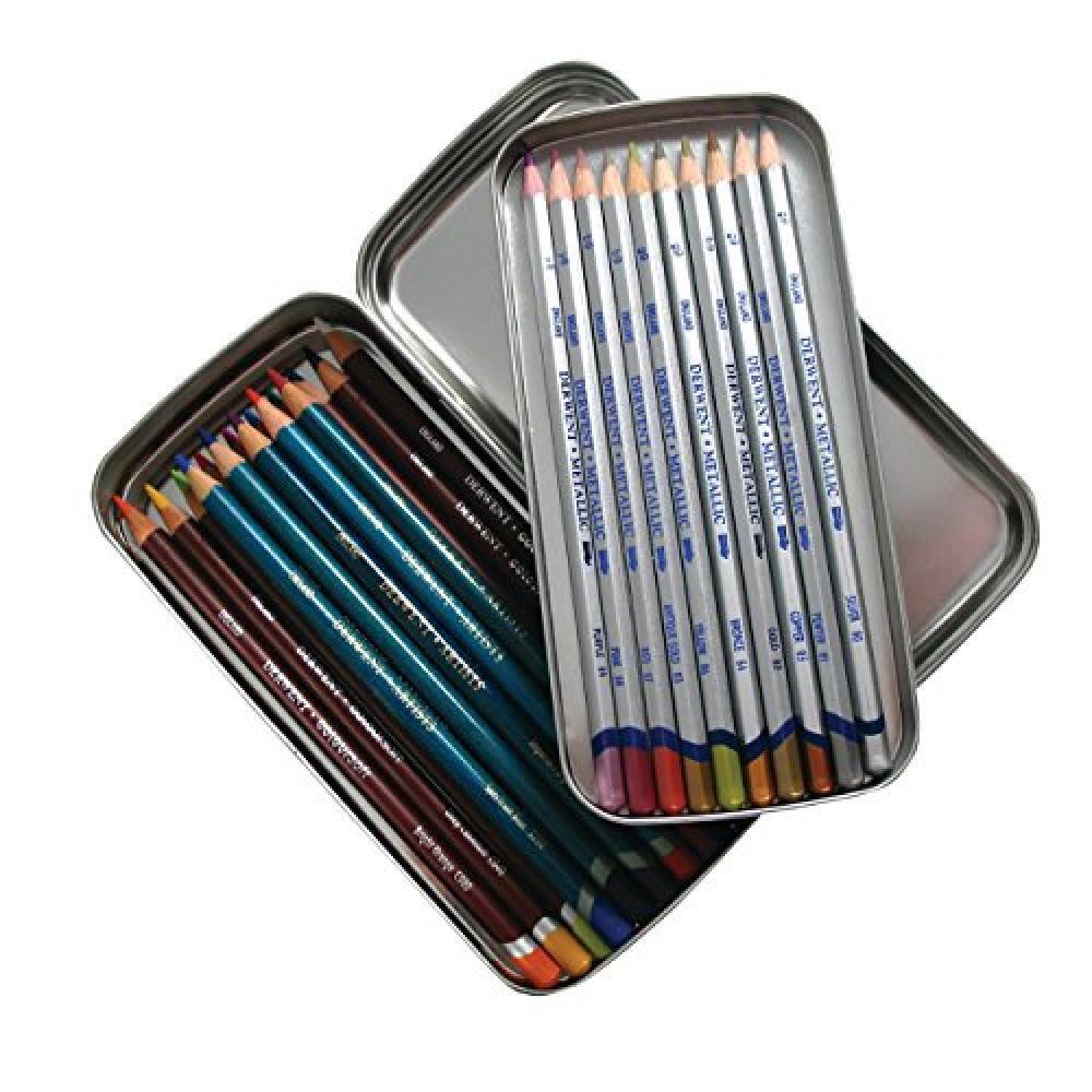 (TG. 1 pezzo) Derwent Pencil Tin, Scatola in Metallo a Doppio Strato con Capacit