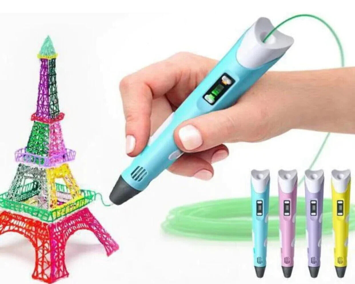 PENNA 3D PEN PER STAMPA DISEGNO FORME OGGETTI TRIDIMENSIONALI CON FILAMENTO PLA