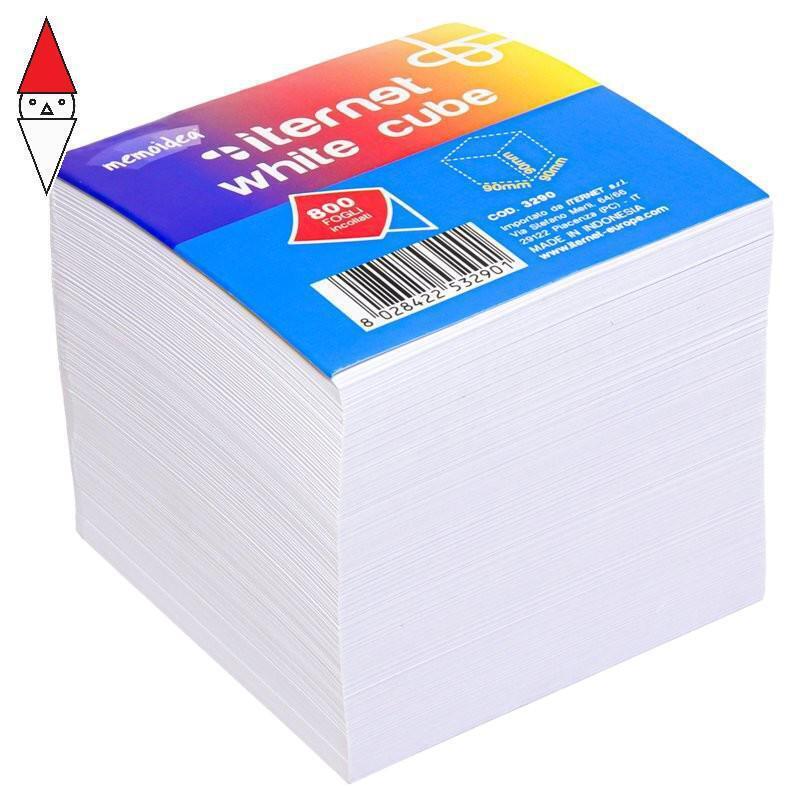 ITERNET CUBO 9X9X9CM 800 FOGLI BIANCHI SEMPLICI (NON ADESIVI)