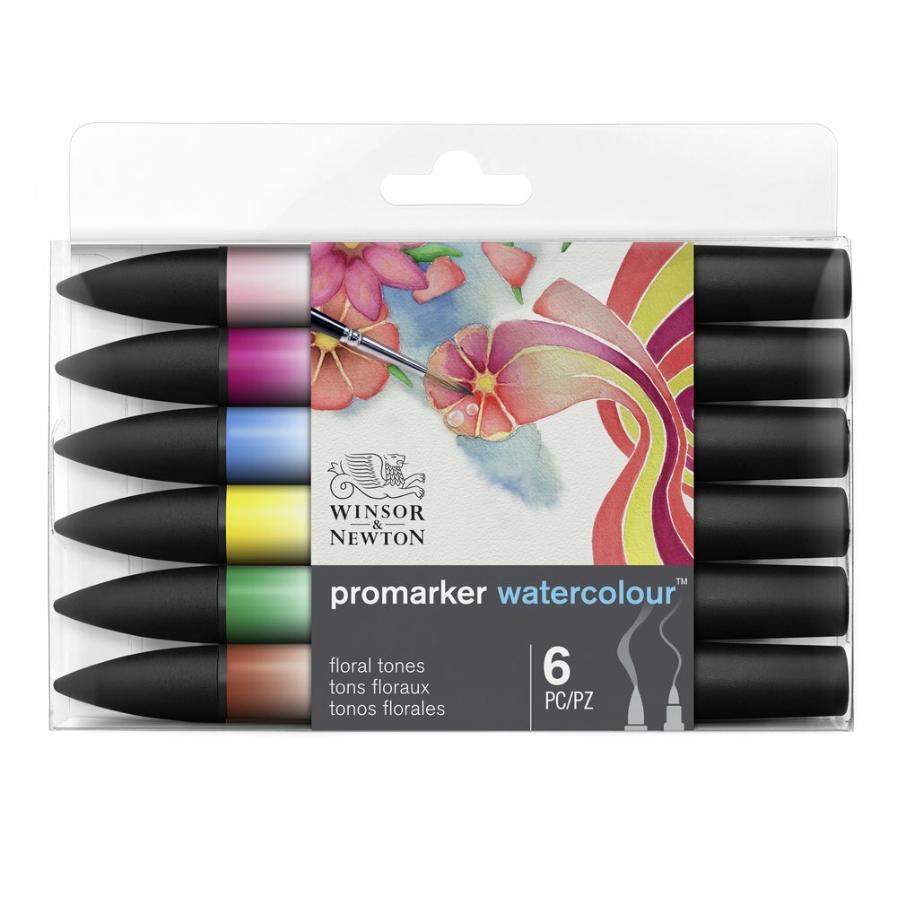 PROMARKER WATERCOLOUR set FIORI 6 PENNARELLI DOPPIA PUNTA WINSOR&NEWTON PANTONI