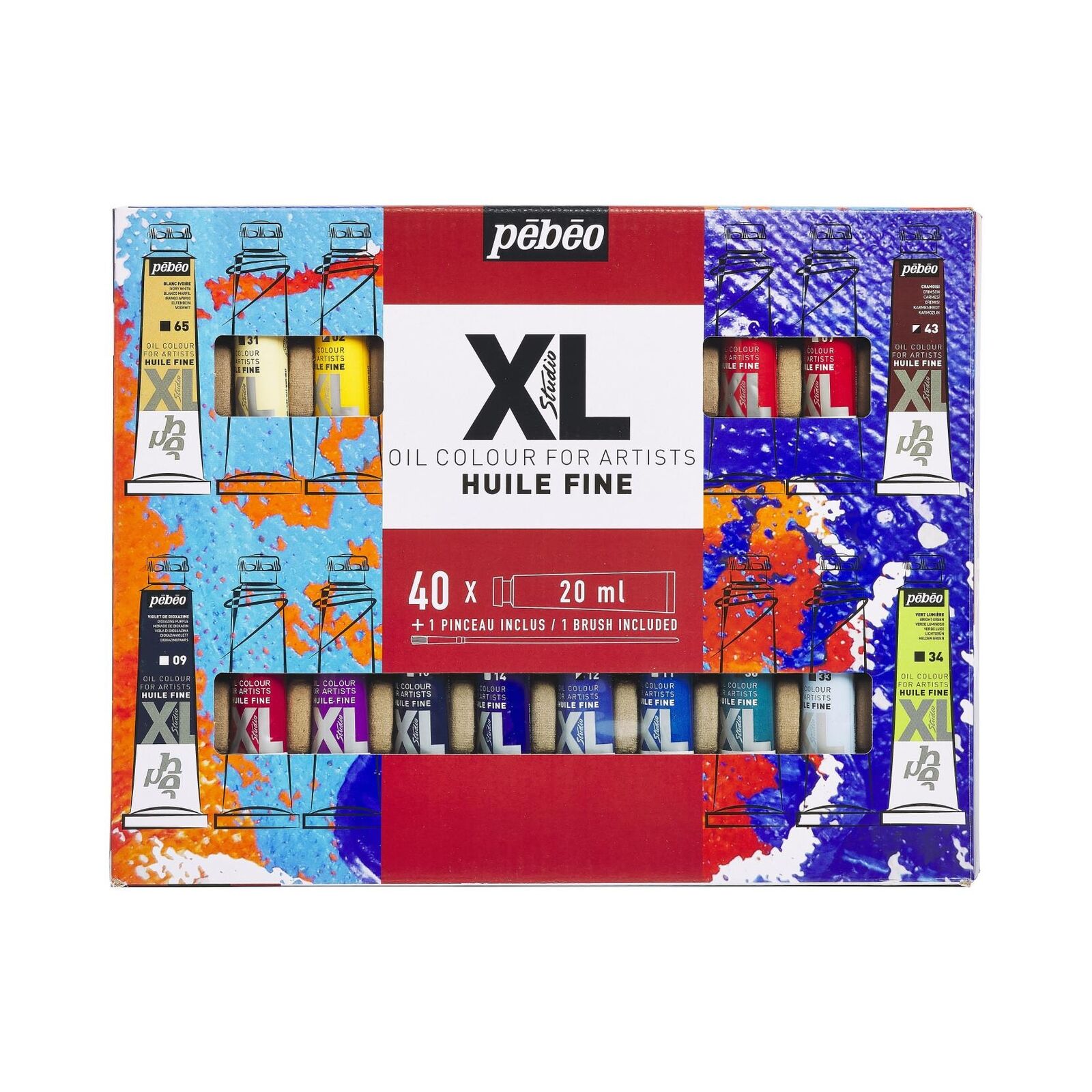 Pebeo Studio XL Fine Olio Set 40 X 20ml Tubetti con Pennello