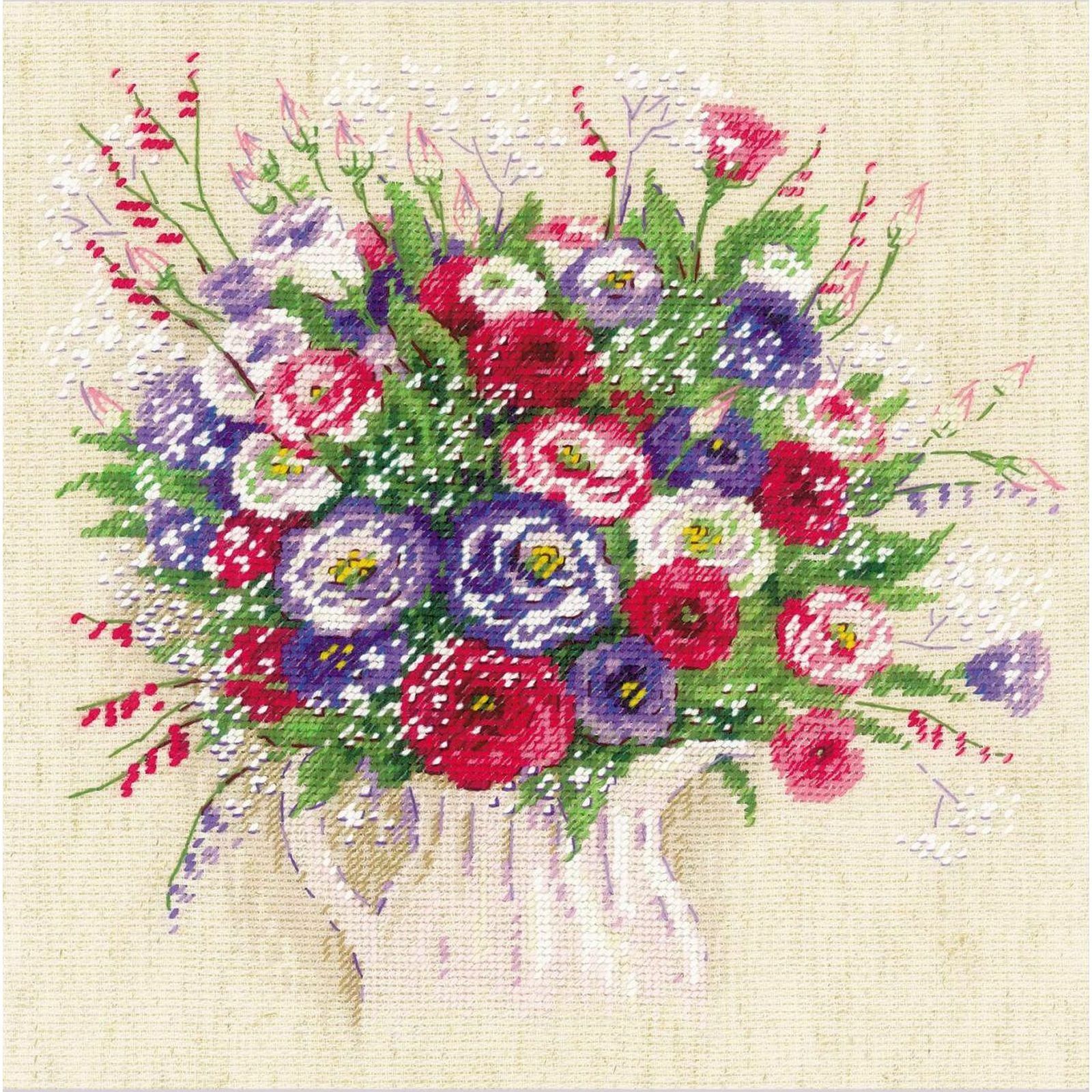 Kit a punto croce Contato Mazzolino Con Eustoma E Gypsophila 1947 Riolis