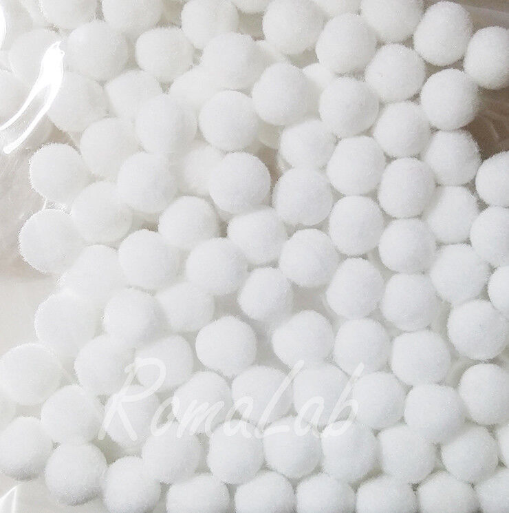 100 pom pom 8 mm ponpon bianchi SCRAPBOOKING DECORAZIONI applicazioni BOMBONIERE