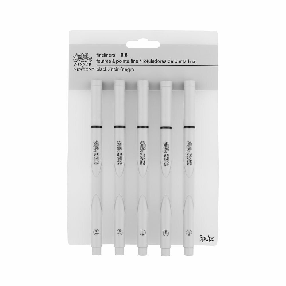 PENNE PIGMENT FINELINER WINSOR&NEWTON SET 5 PZ. PUNTA 0,8 INCHIOSTRO NERO
