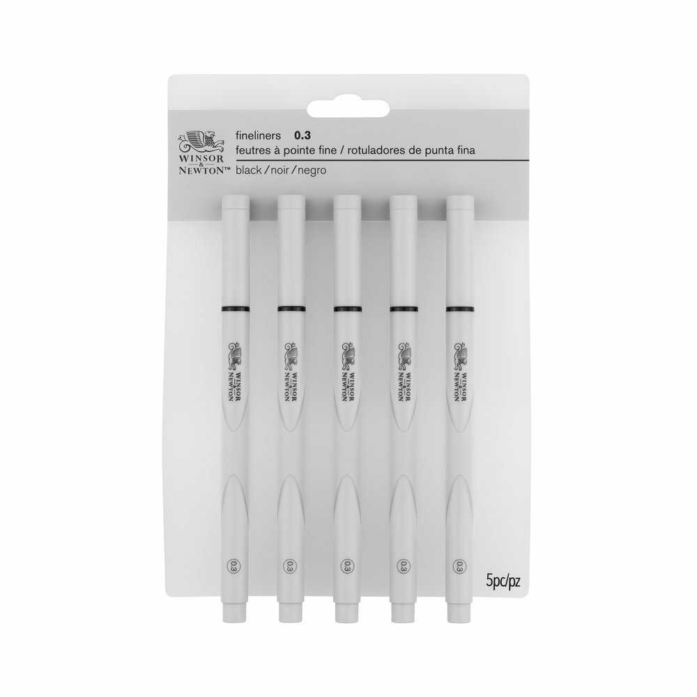 PENNE PIGMENT FINELINER WINSOR&NEWTON SET 5 PZ. PUNTA 0,3 INCHIOSTRO NERO