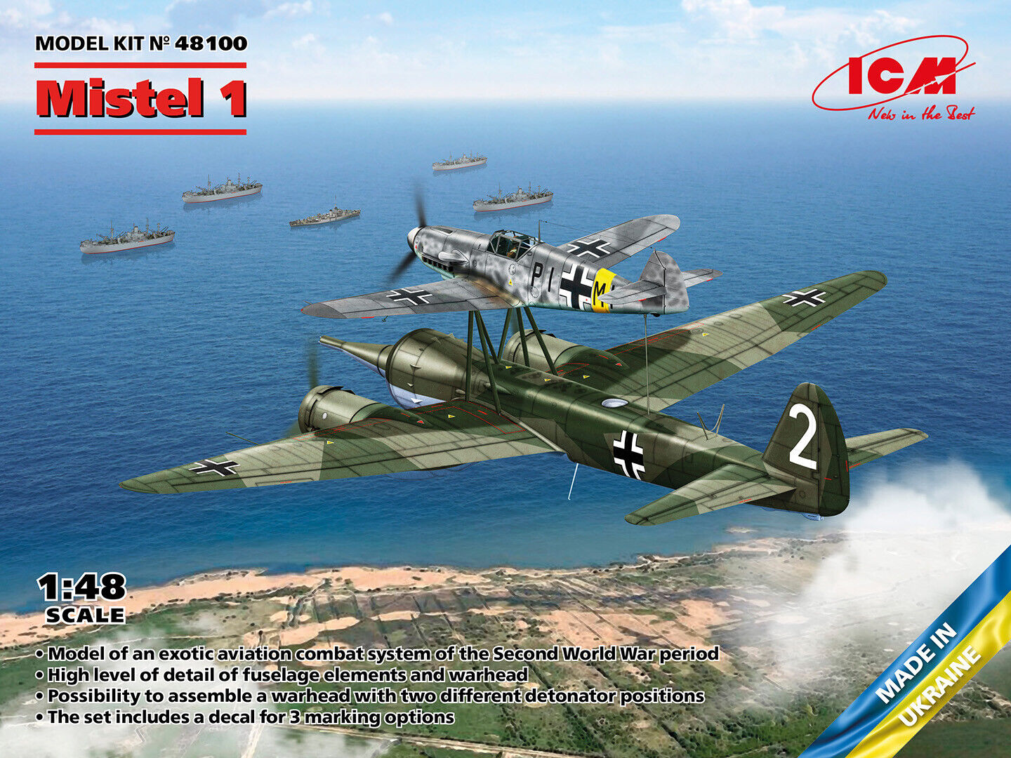 Mistel 1, WWII German Composite Aircraft 1:48 Plastic Model Kit ICM