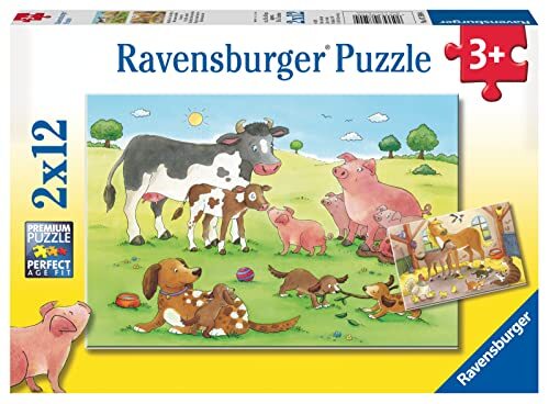 Ravensburger Famiglie Animali - Puzzle 2x12 Pezzi (G2z)
