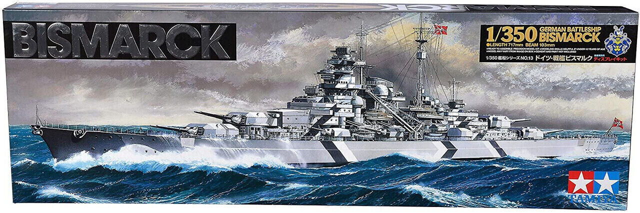TAMIYA 1:350 KIT NAVE GERMAN BATTLESHIP  BISMARCK LUNGHEZZA 71,7 CM ART 78013