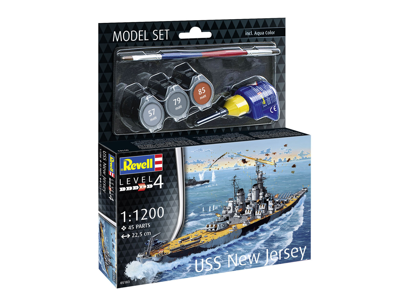 USS New Jersey Model Set 1:1200 Plastic Model Kit REVELL
