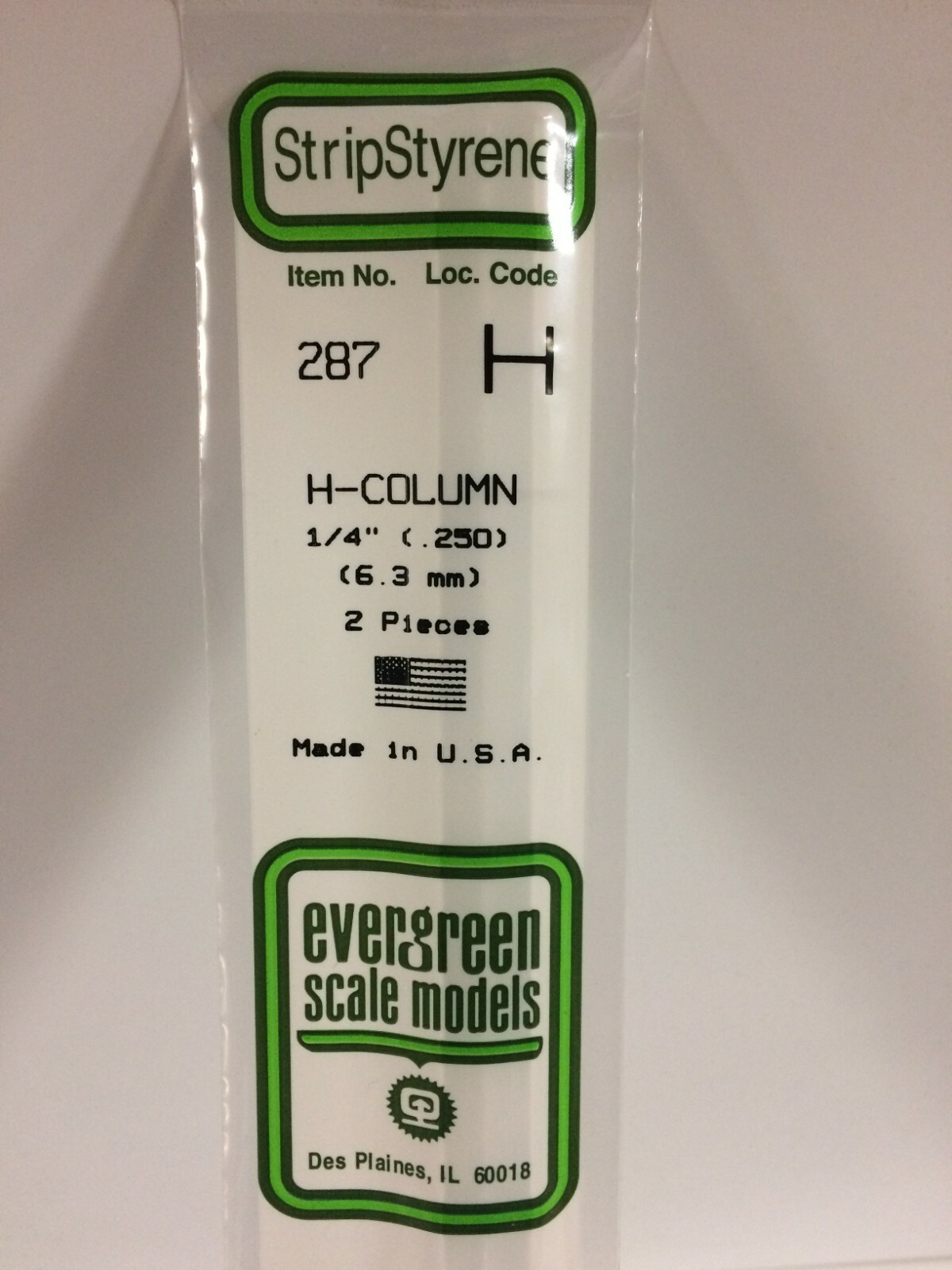 Evergreen EV0287 Profilato sezione H 350mm altezza 6,3mm (2pz) modellismo