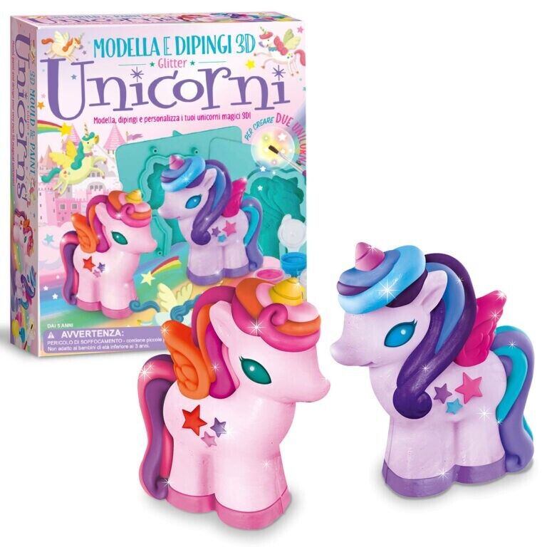 Unicorni Glitter 3D - Modella & Dipingi-