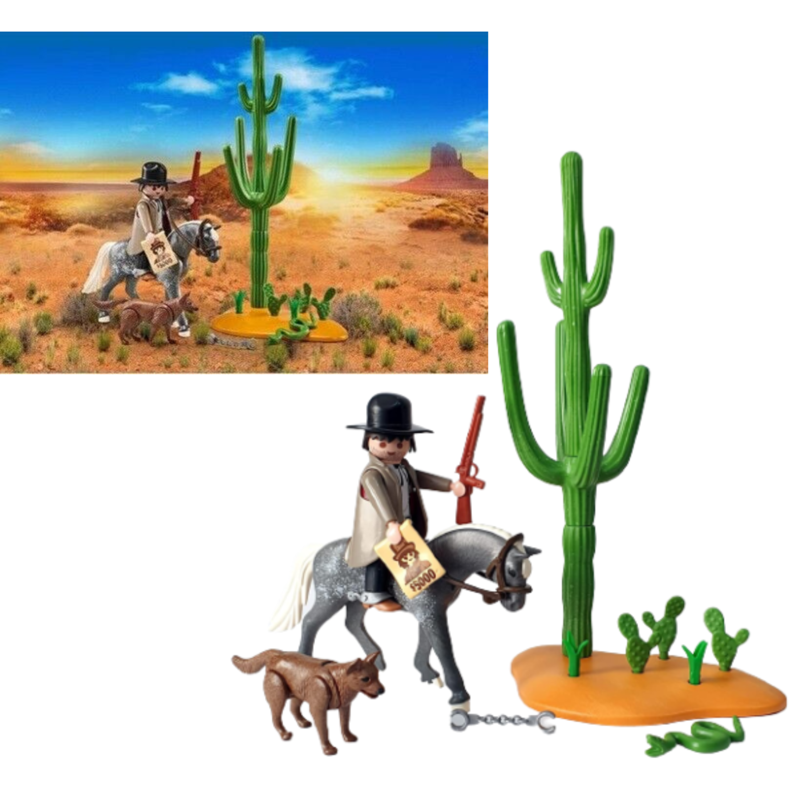 PLAYMOBIL Plus Western 1003 Sceriffo Figura Cavallo Cane Giocattolo Costruzioni