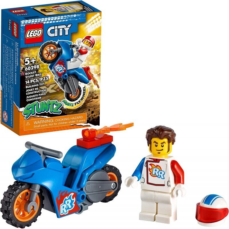 Lego City Stuntz - Stunt Bike razzo - LEGO 60298 Meccanismo a Spinta e Minifigur