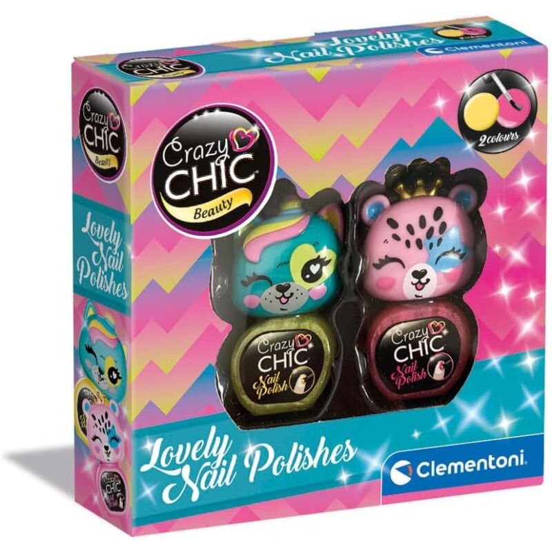 Clementoni - Crazy Chic-Lovely Nail Polishes: Unicorno E Leopardo-Kit 2 Colorati
