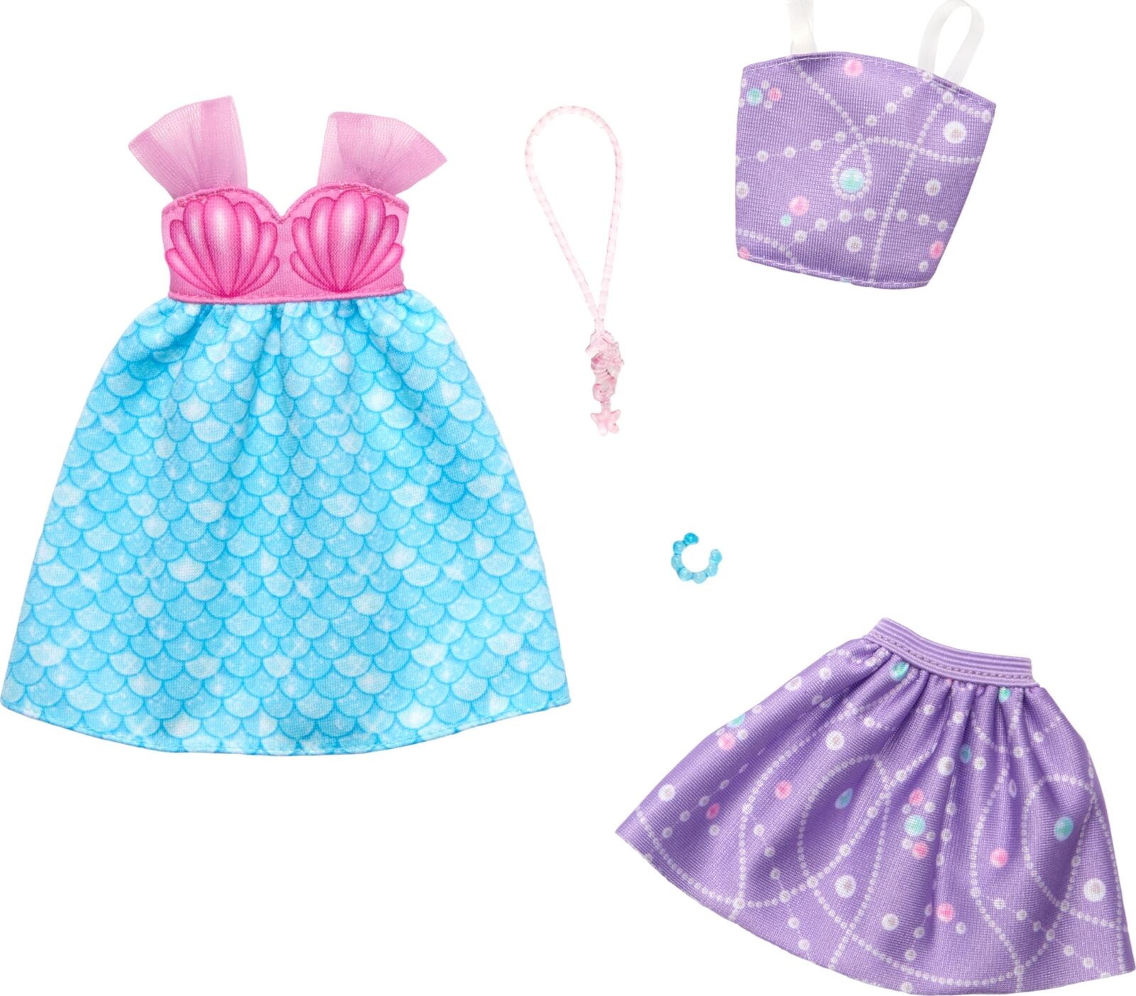 Barbie Fashions 2-Pack Clothing Set, 2 Outfits for Barbie Doll Include Mermaid-T