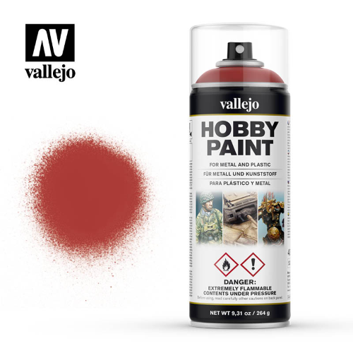 Vallejo Hobby Paint Primer Spray Scarlet Red 400ml