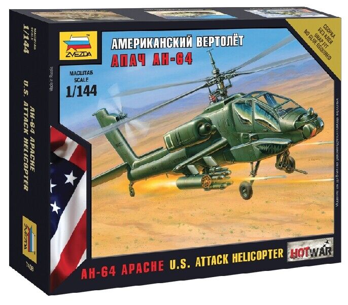 AH-64 Apache U.S. Attack Helicopter 1:144 Plastic Model Kit ZVEZDA