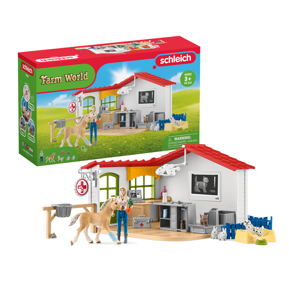 Schleich Farm World Playset Clinica Veterinaria con Animali per Bambini 3+ Anni