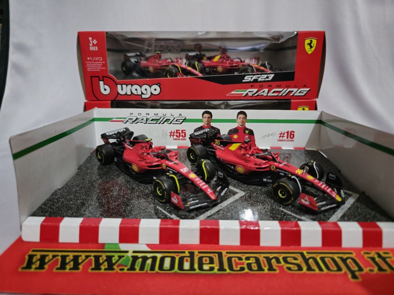 IDEA REGALO Ferrari F1 SF-23 Leclerc- Sainz PACK2 2023 BURAGO 1/43