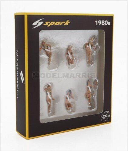 SPARK-MODEL 43AC022 FIGURES - SET 6X GRID GIRLS 1980s - WHITE PINK - 1/43