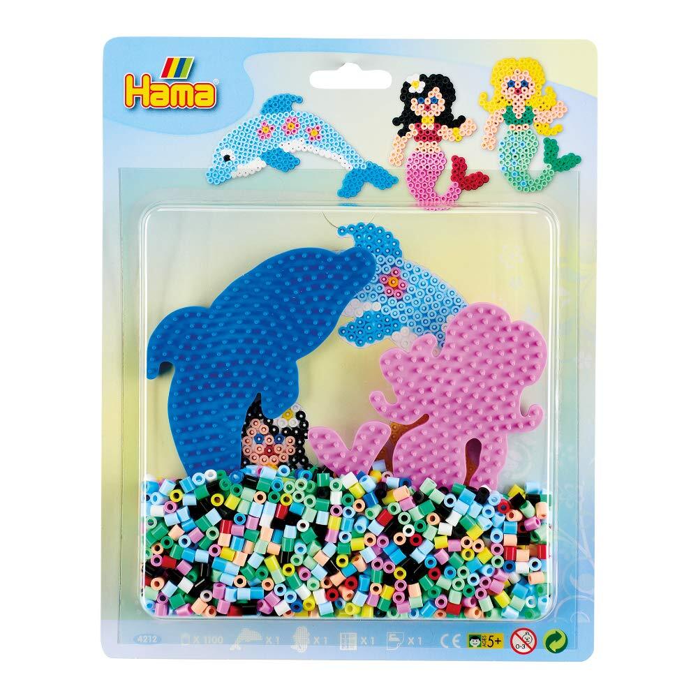 Hama Beads Mermaid and Dolphin Arts and Crafts Kit, Hama Fuse Beads Set - Mermai