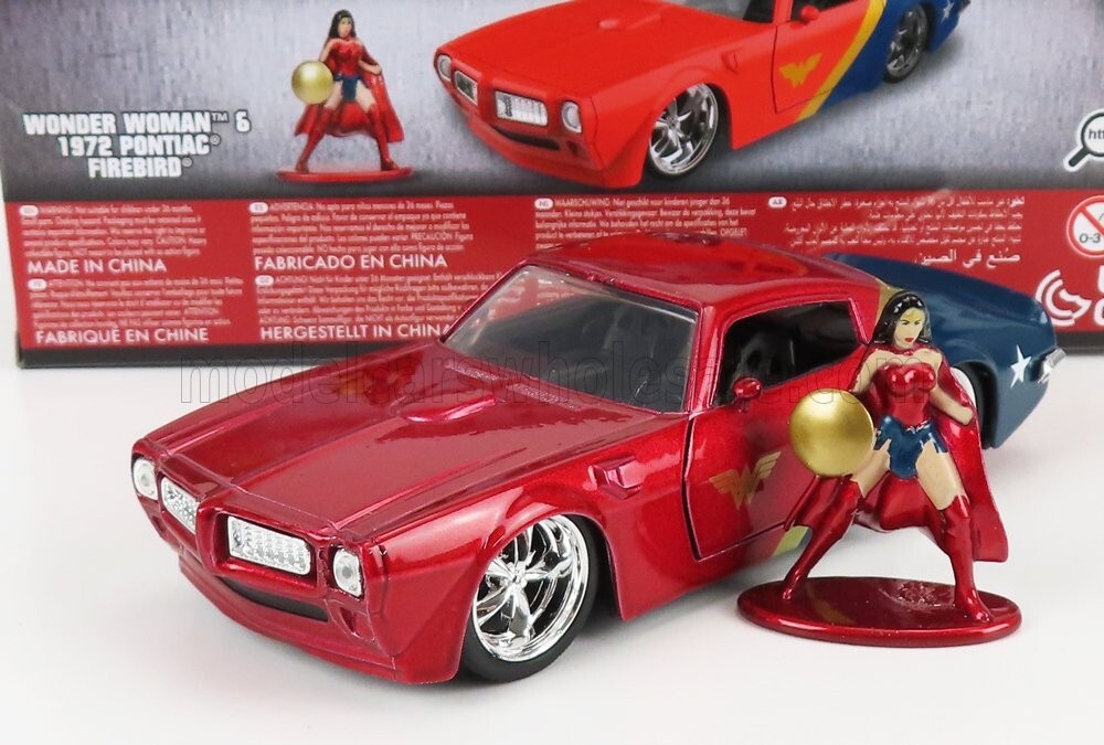 PONTIAC - FIREBIRD WITH WONDER WOMAN FIGURE 1972 - RED BLUE - 1/32