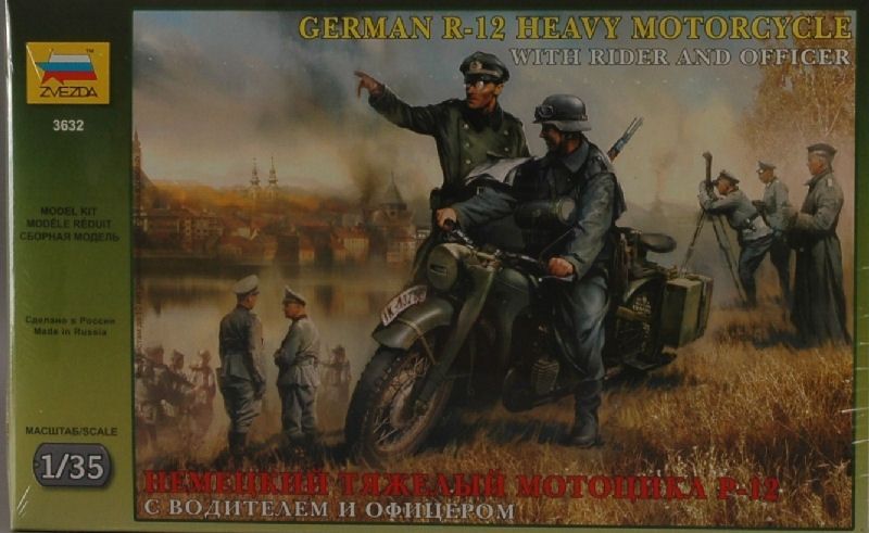 Zvezda 3632 GERMAN WWII MOTORCYCLE R 12 KIT 1:35 Modellino