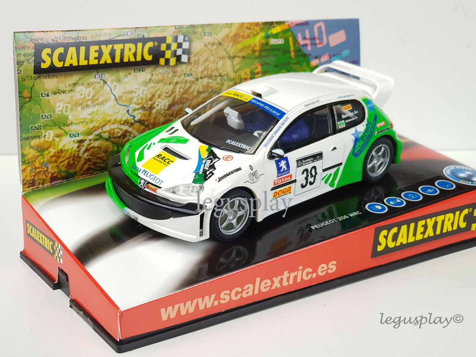 Slot car scalextric 6172 Peugeot 206 Criterium - Barroso/Maldonado
