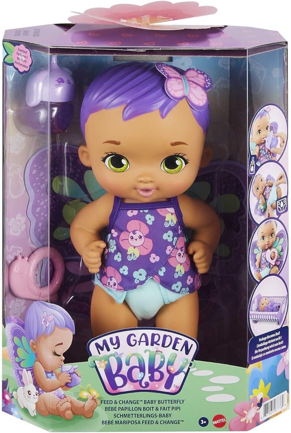 Mattel My Garden Baby - Baby Butterfly Bambola Junior Farfalla Viola 3 Anni +