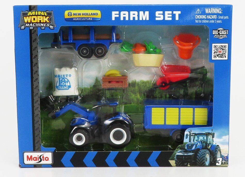 MODELLINO AGRICOLO STATICO DIECAST NEW HOLLAND FARM SET T7-315 TRATTORE 1:64