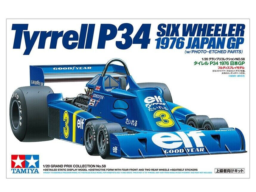 TAMIYA 1:20 KIT AUTO F1   TYRRELL P34 SIX WHEELER JAPAN GP 1976    ART 20058