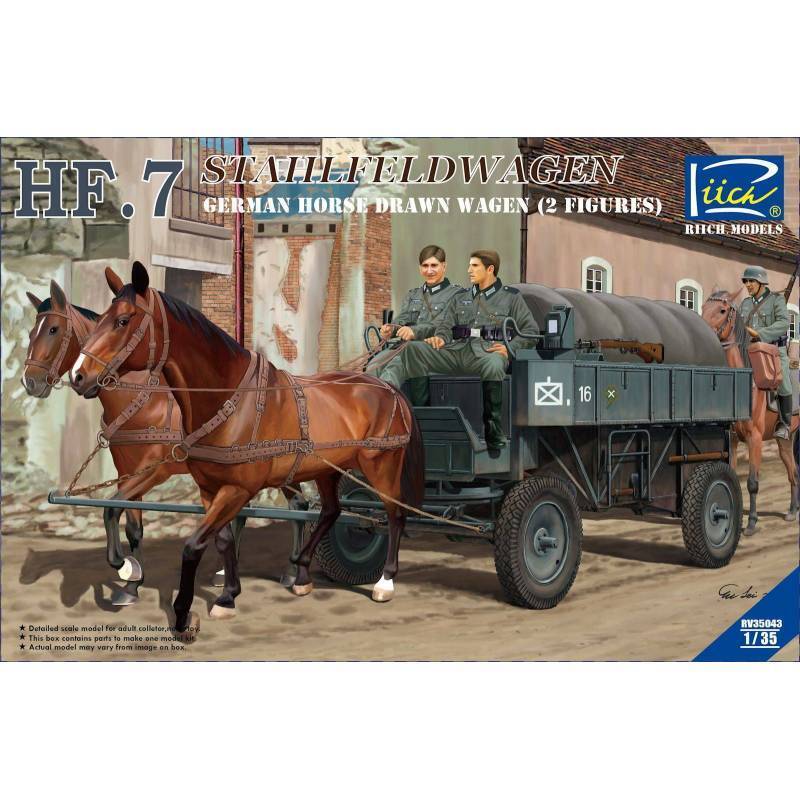 Hf.7 Stahlfeldwagen (Tedesco Horse Drawn Carro + 2 Personaggi) Modellino Stahlfe