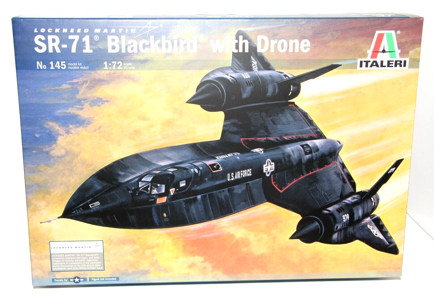 ITALERI 1:72 KIT AEREO LOCKHEED MARTIN SR-71 BLACKBIRD WITH DRONE 45 CM ART 145