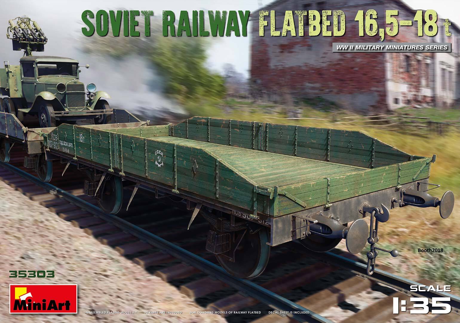 1:35 Miniart Soviet Railway Flatbed 16,5-18 T Kit MA35303 Modellino
