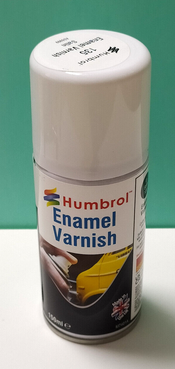 HUMBROL COLORE SPRAY ENAMEL VARNISH SATIN SMALTO TRASPARENTE SATINATO 135 AD6999