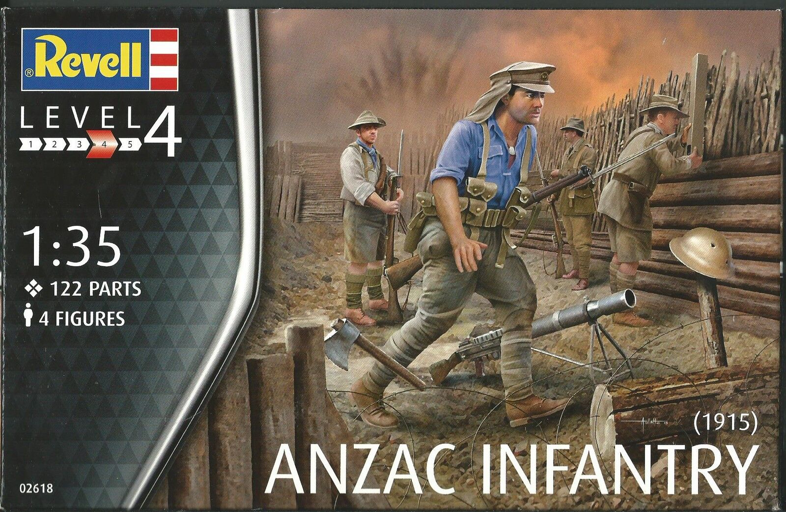 REVELL 1:35  KIT SOLDATINI 4 FIGURE ANZAC INFANTRY 1915      ART 02618