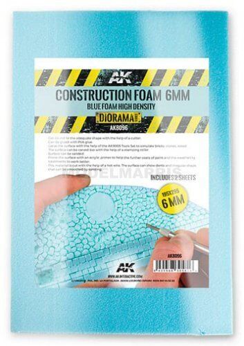 AK AK-8096 Construction Foam 6mm - Blue Foam 195x295 mm (2 Sheets)